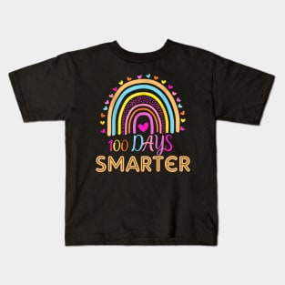 100th Day Of School Teacher 100 Days Smarter Rainbow Kids T-Shirt